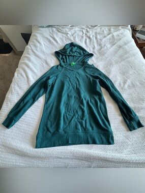 dip Teal Hooded Long Sleeve Top